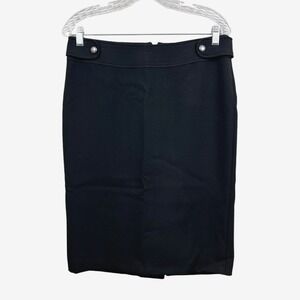 Mexx Womens Pencil Skirt Flat Front Fully Lined Vented Slit Zip Up Black Sz 8*